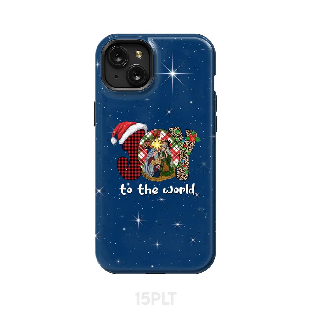 Joy to the world Buffalo plaid leopard phone case iPhone 15 Plus / Tough