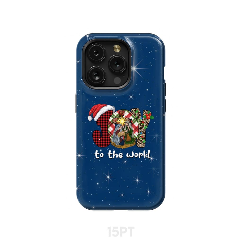 Joy to the world Buffalo plaid leopard phone case iPhone 15 Pro / Tough