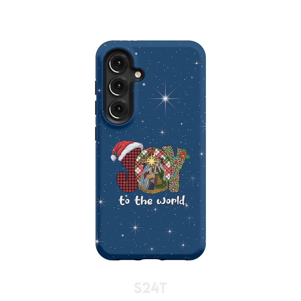 Joy to the world Buffalo plaid leopard phone case Samsung Galaxy S24 / Tough