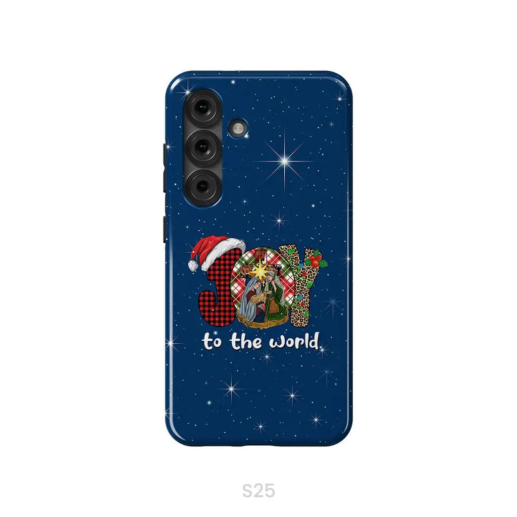 Joy to the world Buffalo plaid leopard phone case Samsung Galaxy S25 / Tough Case