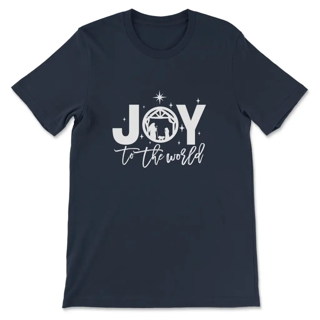 Joy to the world Christmas t-shirt - Christian Christmas gifts Navy / S