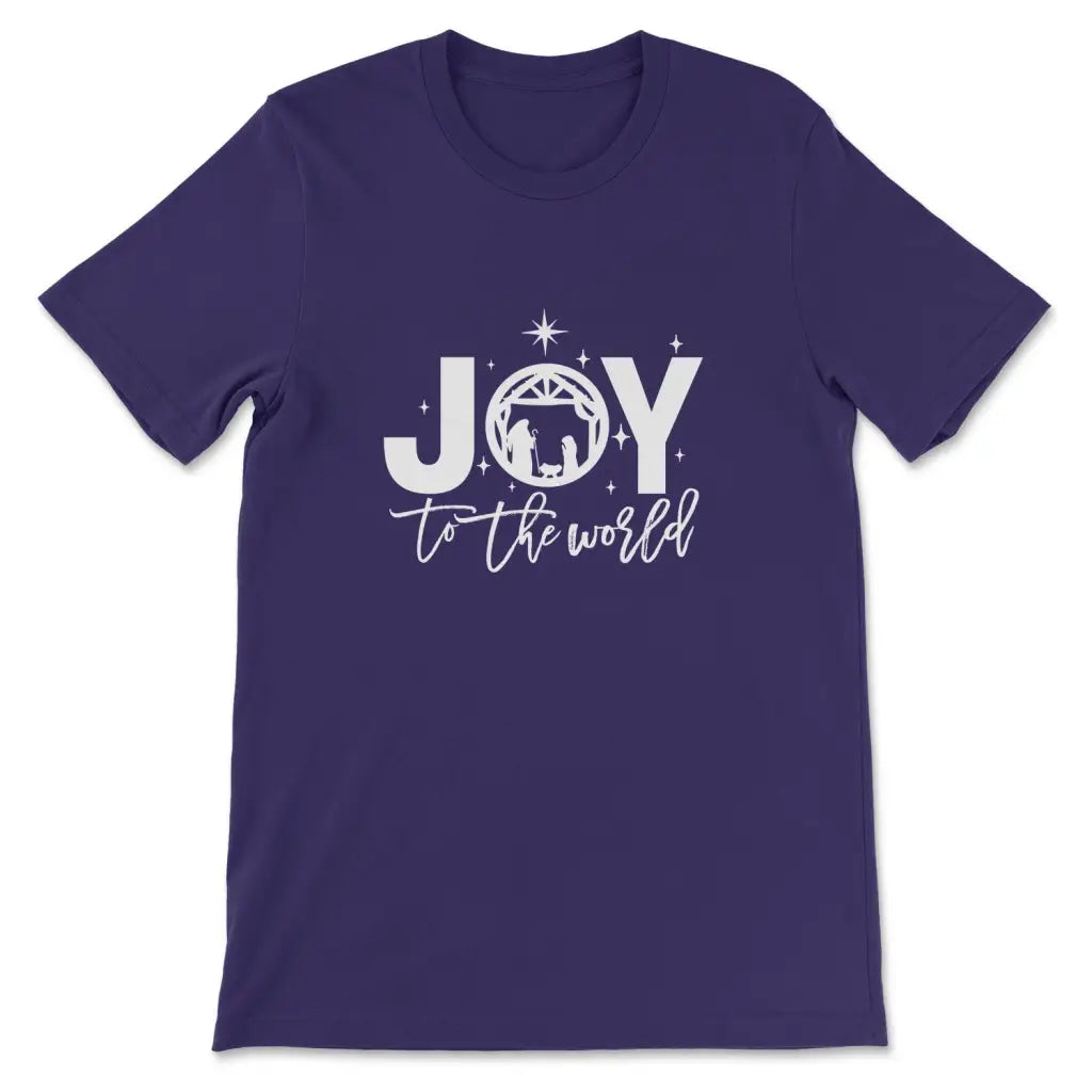 Joy to the world Christmas t-shirt - Christian Christmas gifts Team Purple / S