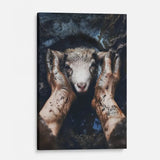 Faith-based Christian wall art, Jesus saving lamb image, inspirational religious gift canvas.