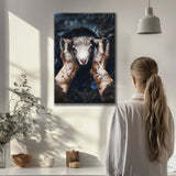 Inspirational Christian canvas of Jesus with lamb, faith, religion, and Bible verse wall decor.
