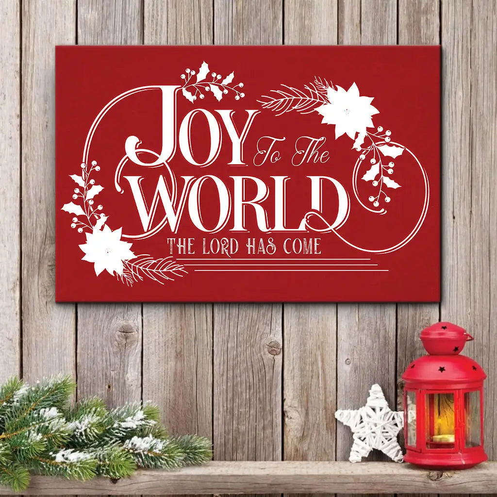 Joy To The World The Lord Has Come Christmas Wall Art Canvas Red / 12’’ x 8’’
