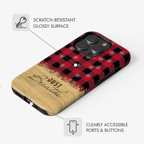 Just Breathe Red Black Buffalo phone case