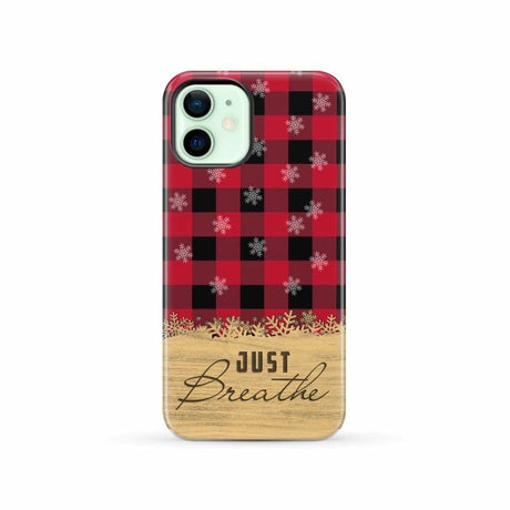 Just Breathe Red Black Buffalo phone case iPhone 12 / Tough