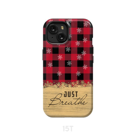 Just Breathe Red Black Buffalo phone case iPhone 15 / Tough