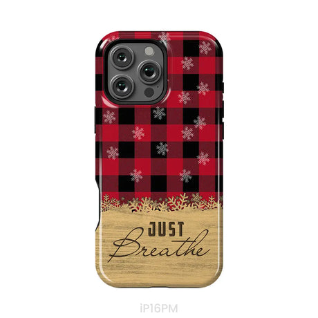 Just Breathe Red Black Buffalo phone case iPhone 16 Pro Max / Tough Case