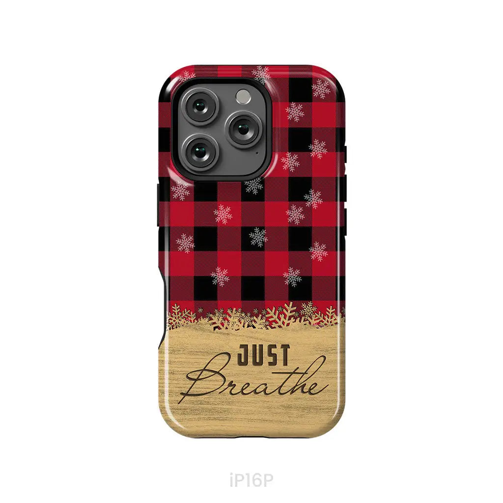 Just Breathe Red Black Buffalo phone case iPhone 16 Pro / Tough Case