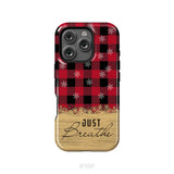 Just Breathe Red Black Buffalo phone case iPhone 16 Pro / Tough Case