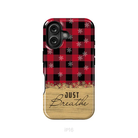 Just Breathe Red Black Buffalo phone case iPhone 16 / Tough Case