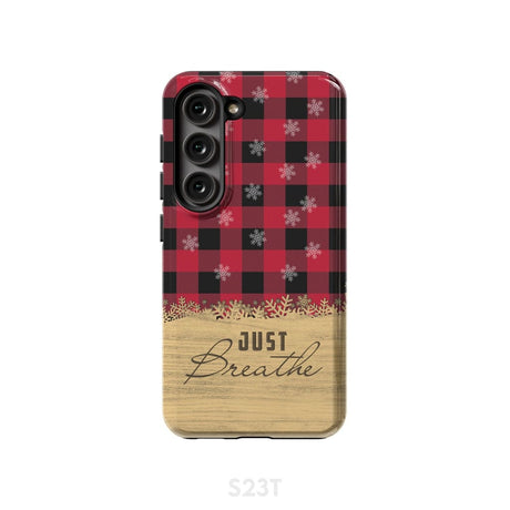 Just Breathe Red Black Buffalo phone case Samsung Galaxy S23 (Not for FE) / Tough