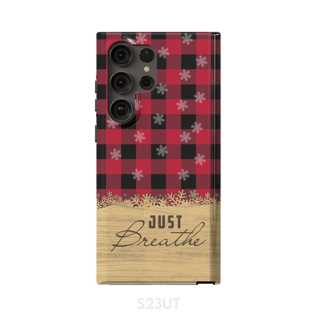 Just Breathe Red Black Buffalo phone case Samsung Galaxy S23 Ultra / Tough