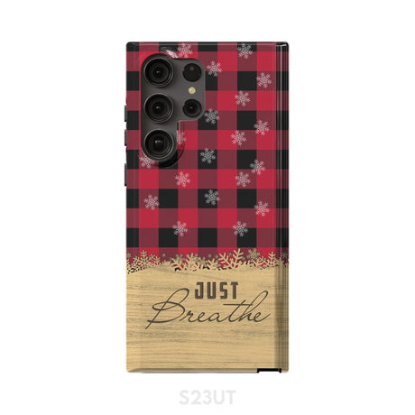 Just Breathe Red Black Buffalo phone case Samsung Galaxy S23 Ultra / Tough