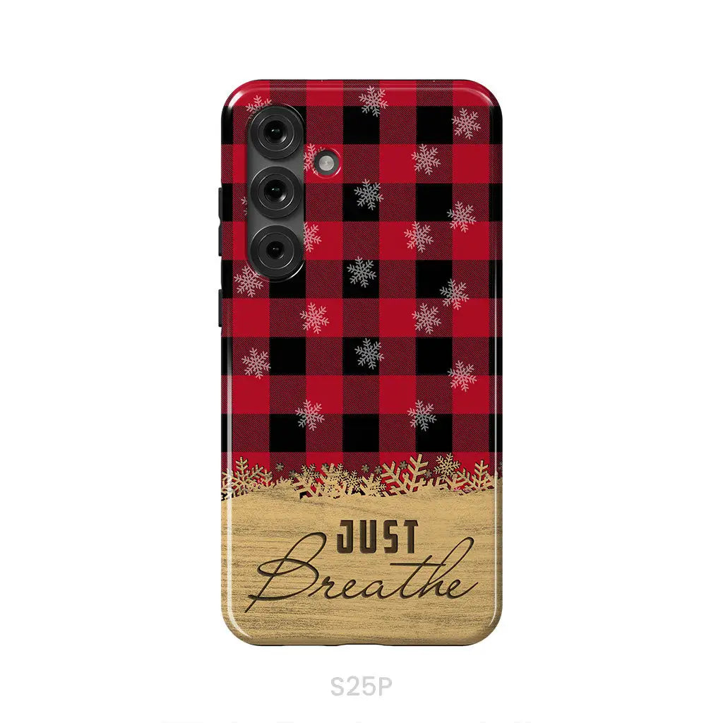 Just Breathe Red Black Buffalo phone case Samsung Galaxy S25 Plus / Tough Case