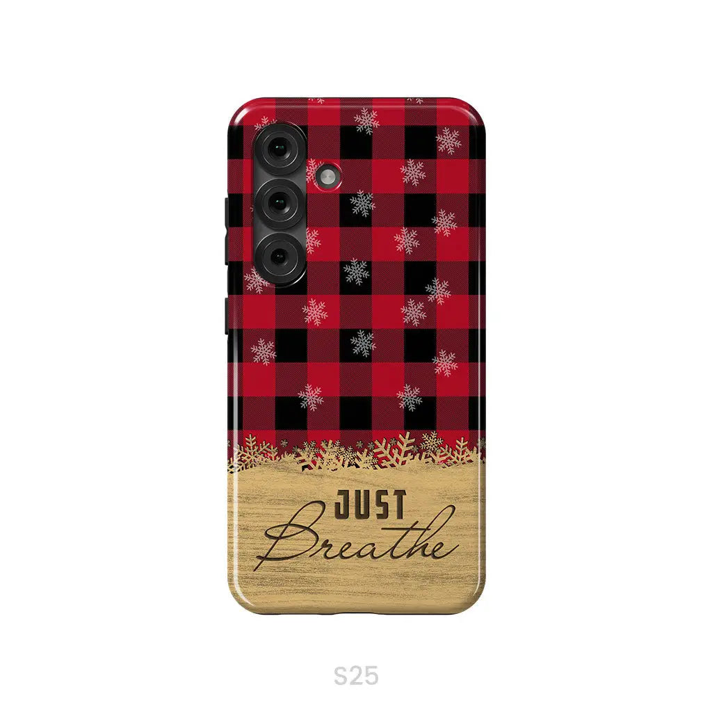 Just Breathe Red Black Buffalo phone case Samsung Galaxy S25 / Tough Case