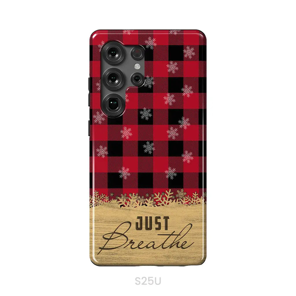 Just Breathe Red Black Buffalo phone case Samsung Galaxy S25 Ultra / Tough Case