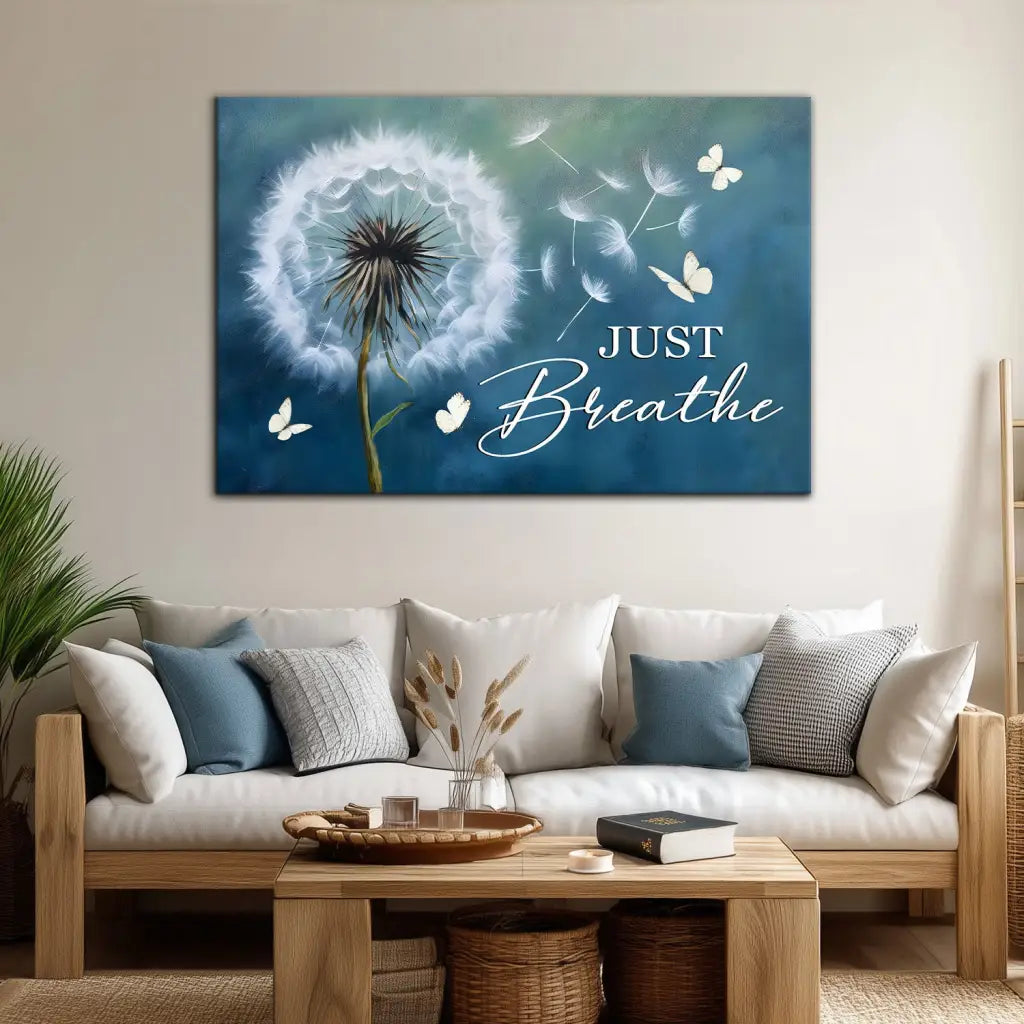 Just Breathe Wall Art Canvas Christian Wall Art
