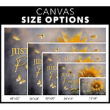Just Pray Sunflower Butterfly Christian Wall Art Canvas