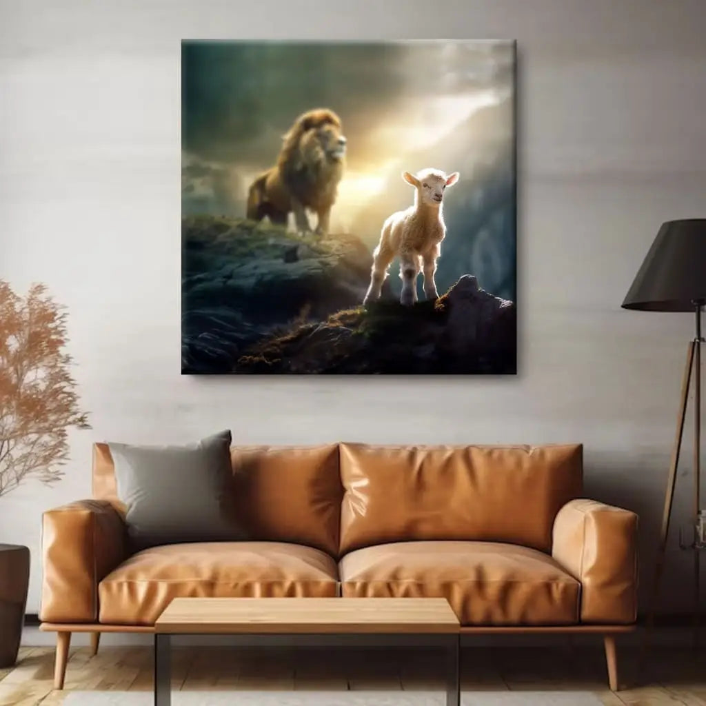 Lamb is bold because Lion is near Christian wall art decor