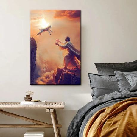Lamb Jumps to Jesus canvas, faith and Bible verse wall art for encouragement and Christian support.
