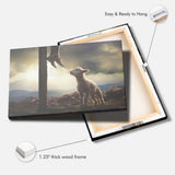 Lamb Looking Up at Feet of Jesus Wall Art Canvas