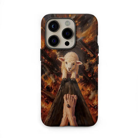 Lamb of God on the Cross with Jesus’ Pierced Feet - Christian Phone Case