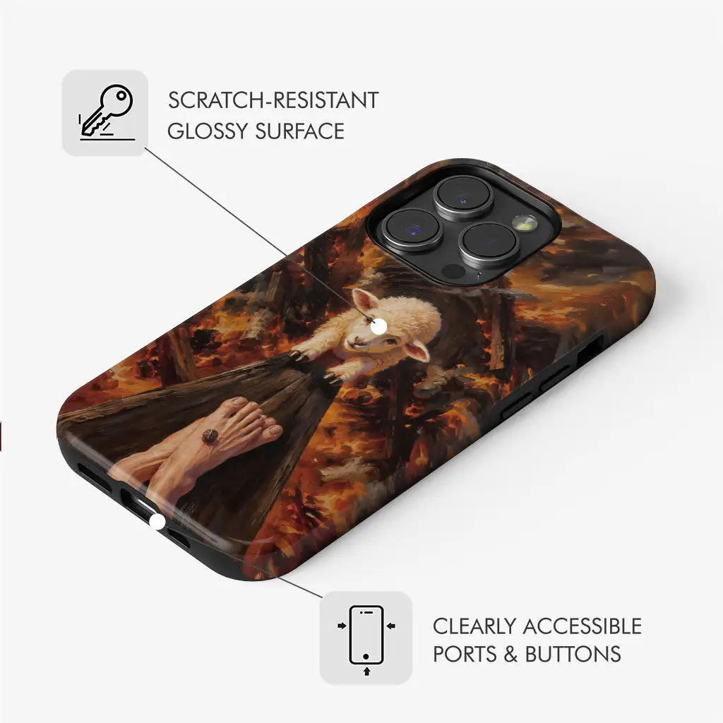 Lamb of God on the Cross with Jesus’ Pierced Feet - Christian Phone Case