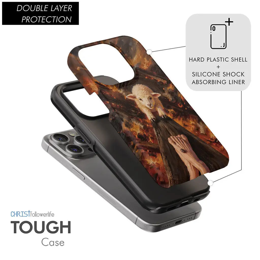 Lamb of God on the Cross with Jesus’ Pierced Feet - Christian Phone Case