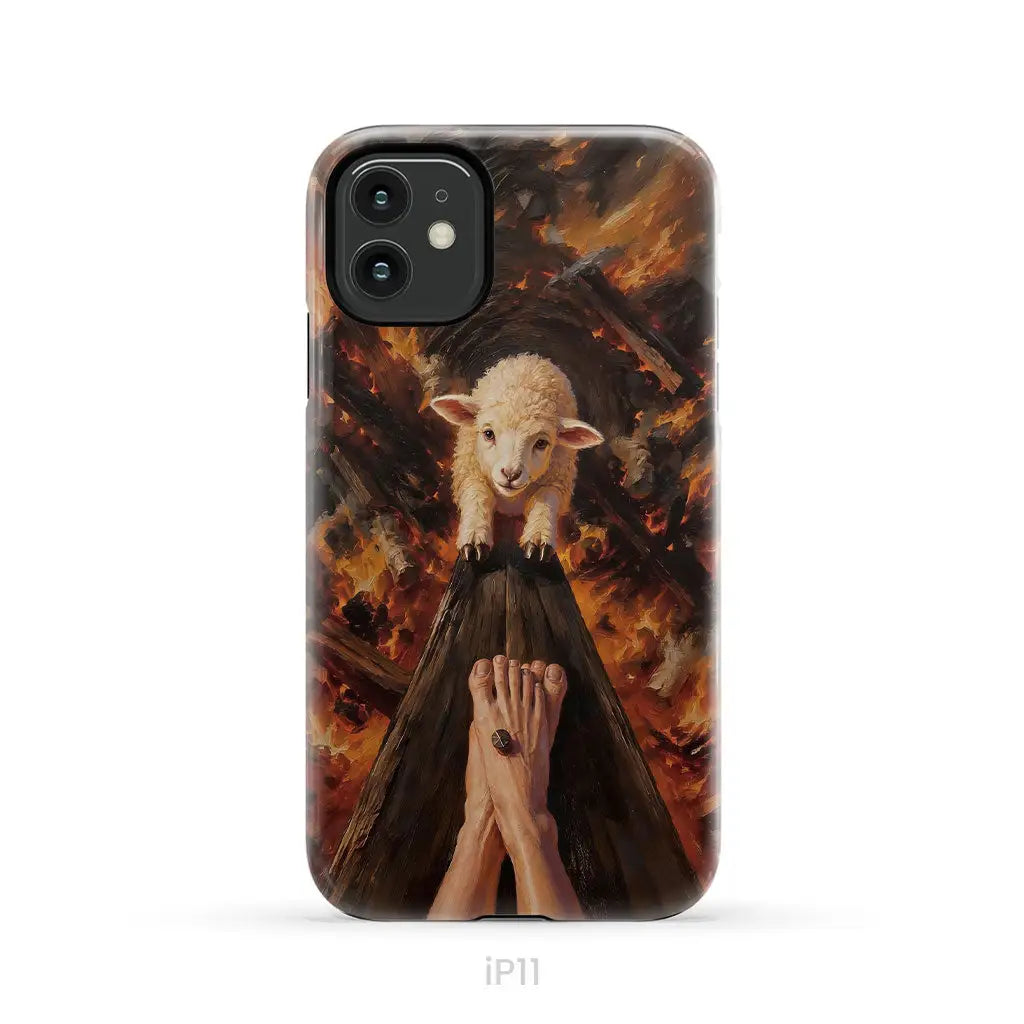 Lamb of God on the Cross with Jesus’ Pierced Feet - Christian Phone Case iPhone 11 / Tough Case