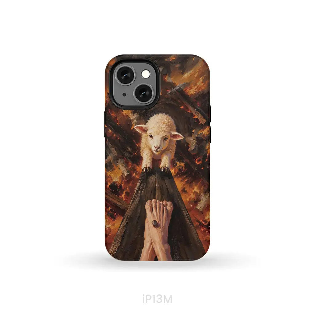 Lamb of God on the Cross with Jesus’ Pierced Feet - Christian Phone Case iPhone 13 Mini / Tough Case