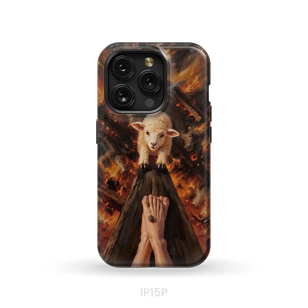 Lamb of God on the Cross with Jesus’ Pierced Feet - Christian Phone Case iPhone 15 Pro / Tough Case