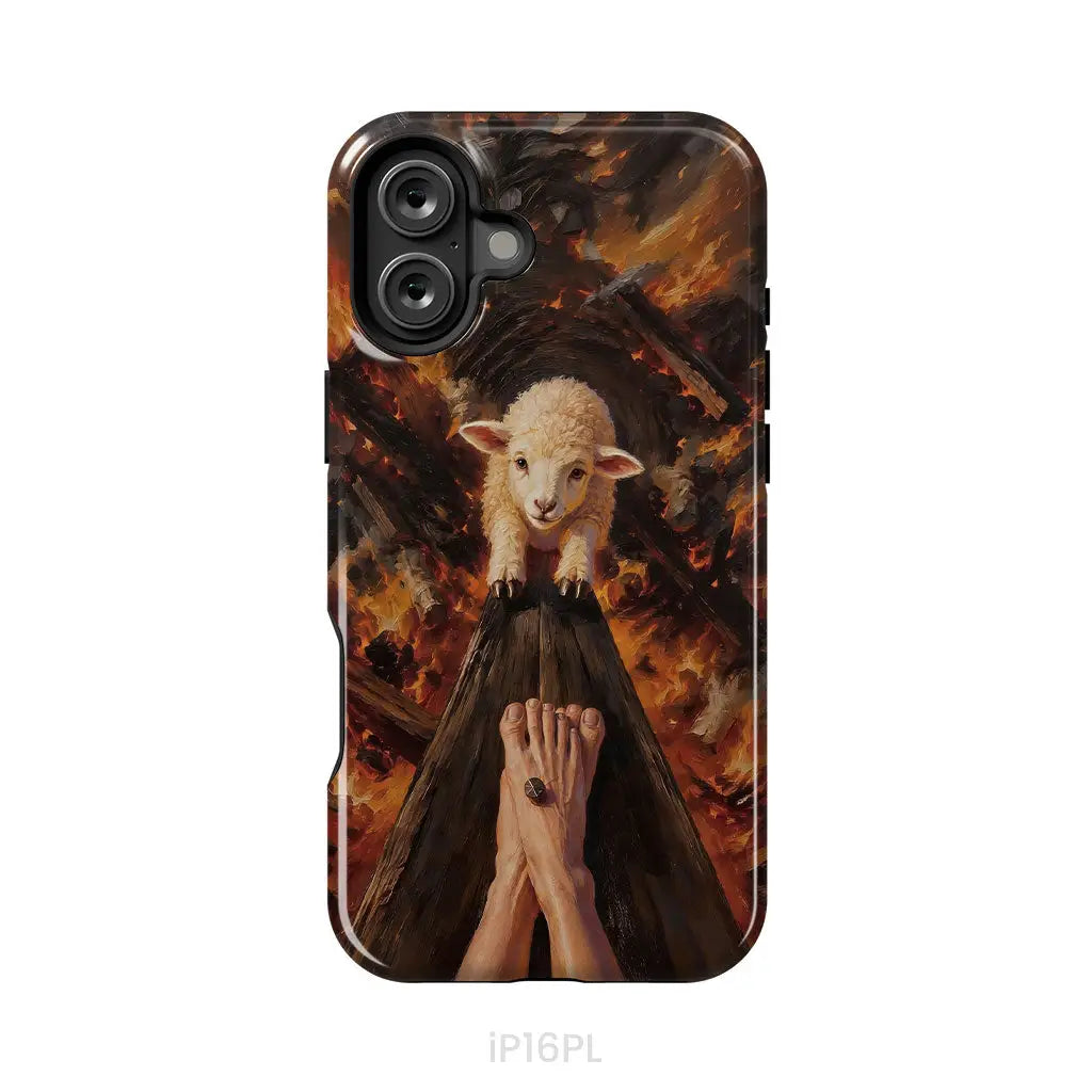 Lamb of God on the Cross with Jesus’ Pierced Feet - Christian Phone Case iPhone 16 Plus / Tough Case