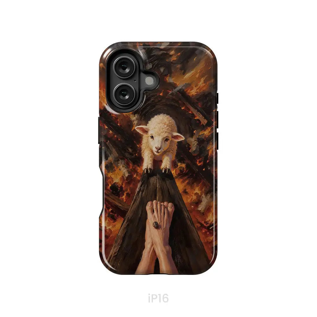 Lamb of God on the Cross with Jesus’ Pierced Feet - Christian Phone Case iPhone 16 / Tough Case