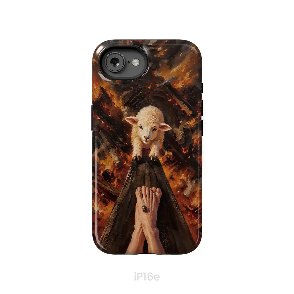 Lamb of God on the Cross with Jesus’ Pierced Feet - Christian Phone Case iPhone 16e / Tough Case