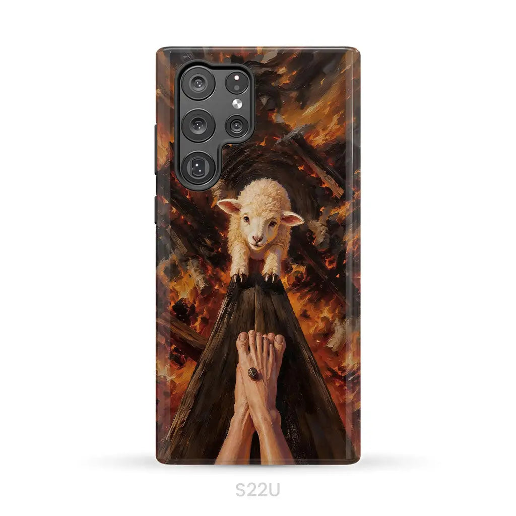 Lamb of God on the Cross with Jesus’ Pierced Feet - Christian Phone Case Samsung Galaxy S22 Ultra / Tough Case