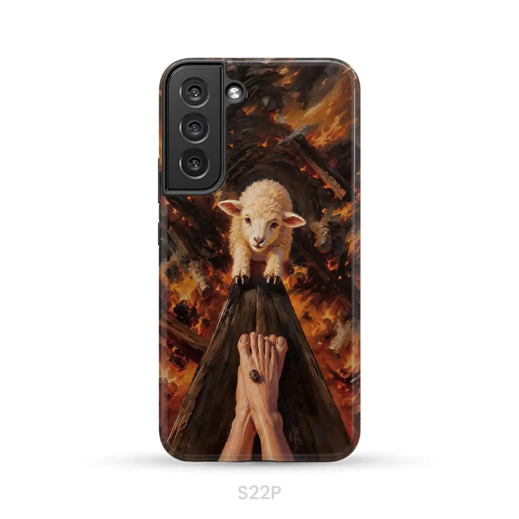 Lamb of God on the Cross with Jesus’ Pierced Feet - Christian Phone Case Samsung Galaxy S22 Plus / Tough Case