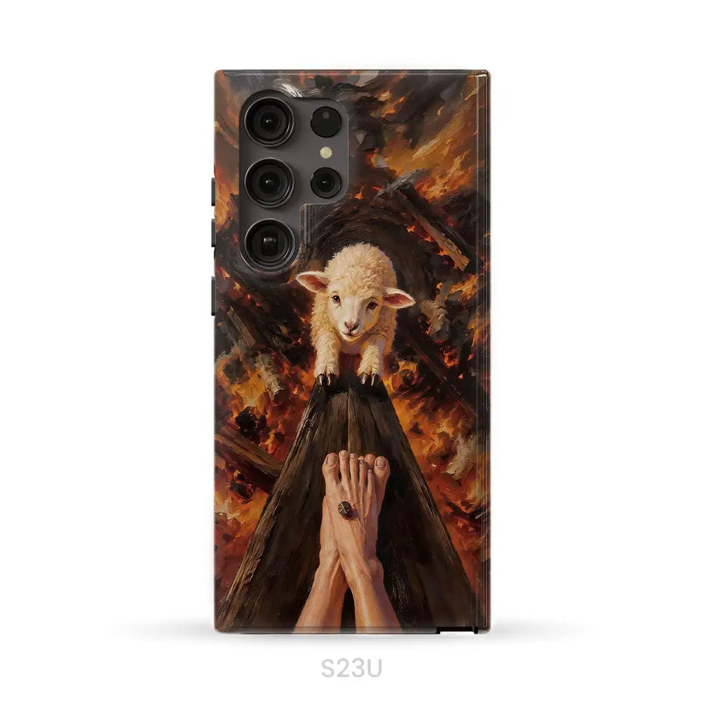 Lamb of God on the Cross with Jesus’ Pierced Feet - Christian Phone Case Samsung Galaxy S23 Ultra / Tough Case
