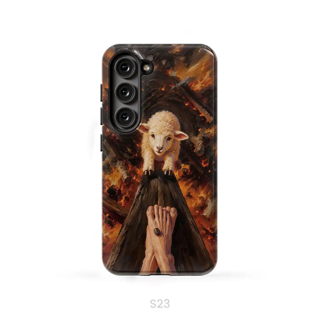 Lamb of God on the Cross with Jesus’ Pierced Feet - Christian Phone Case Samsung Galaxy S23 (Not for S23 FE) / Tough