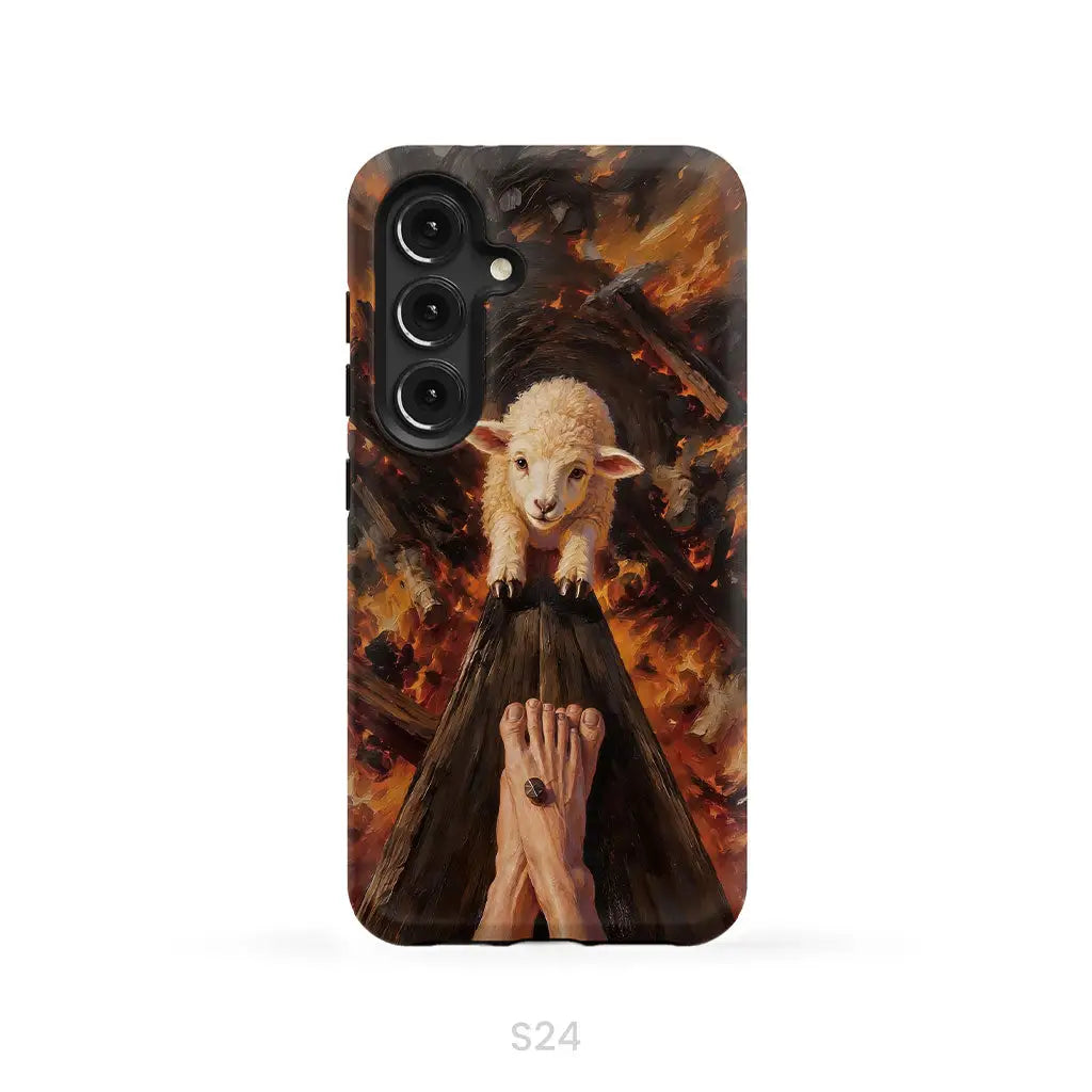 Lamb of God on the Cross with Jesus’ Pierced Feet - Christian Phone Case Samsung Galaxy S24 / Tough Case