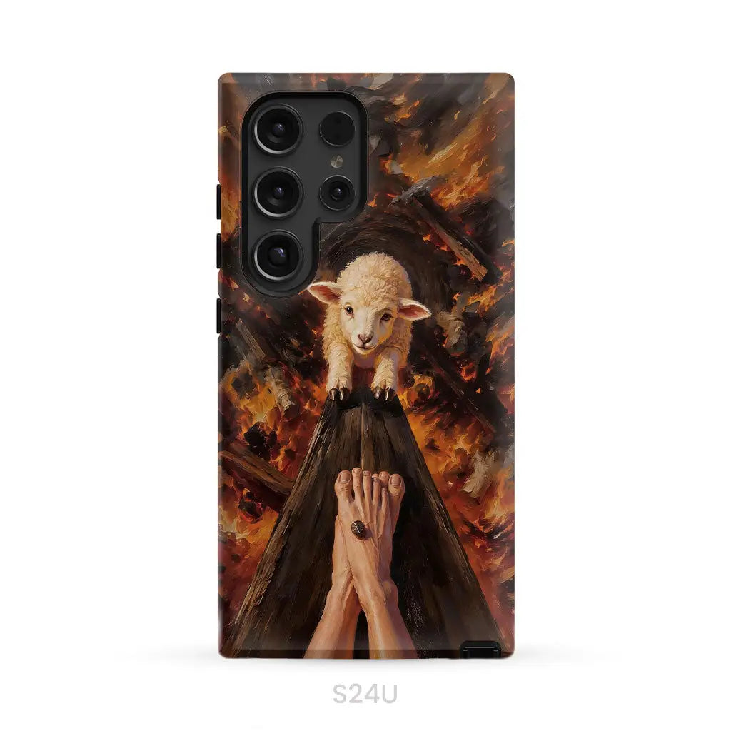 Lamb of God on the Cross with Jesus’ Pierced Feet - Christian Phone Case Samsung Galaxy S24 Ultra / Tough Case