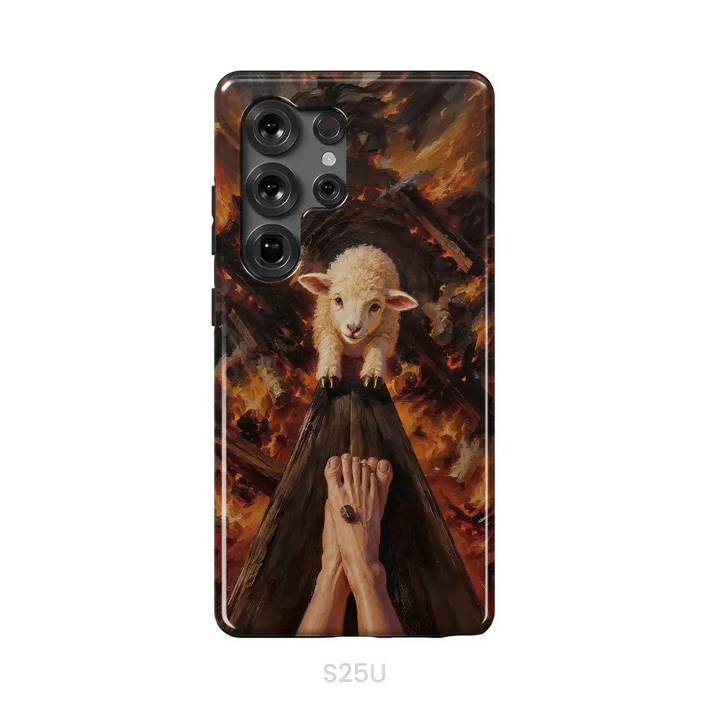 Lamb of God on the Cross with Jesus’ Pierced Feet - Christian Phone Case Samsung Galaxy S25 Ultra / Tough Case