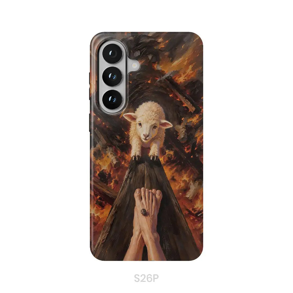 Lamb of God on the Cross with Jesus’ Pierced Feet - Christian Phone Case Samsung Galaxy S26 Plus / Tough Case