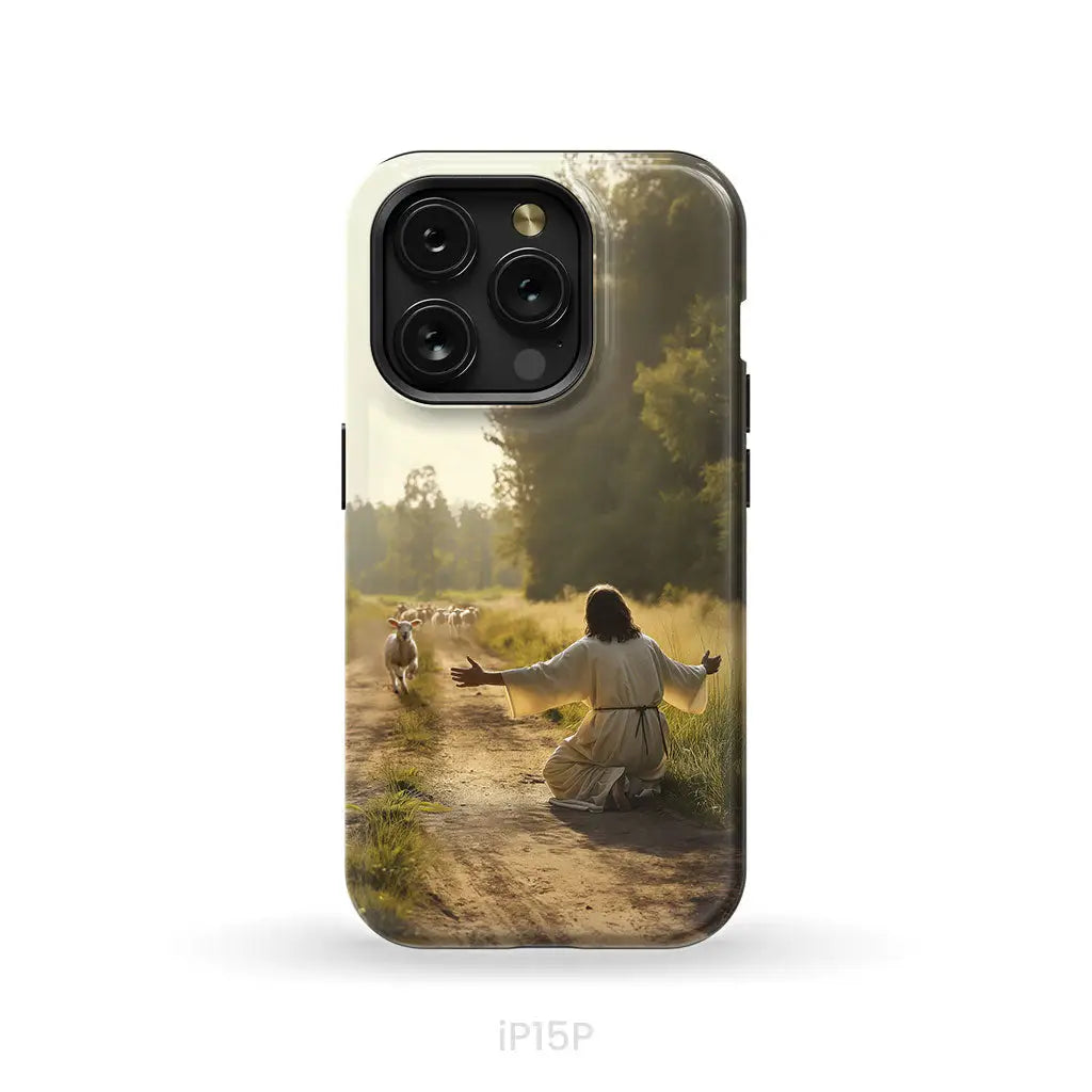 Lamb Runs to Jesus Phone Case iPhone 15 Pro / Tough Case