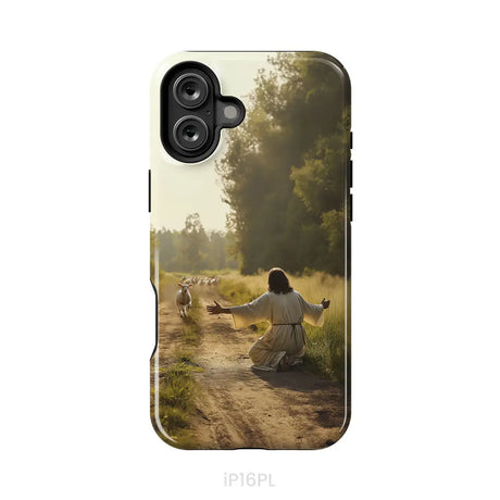 Lamb Runs to Jesus Phone Case iPhone 16 Plus / Tough Case