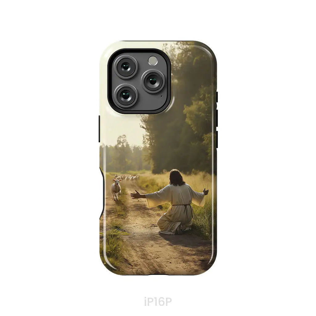 Lamb Runs to Jesus Phone Case iPhone 16 Pro / Tough Case