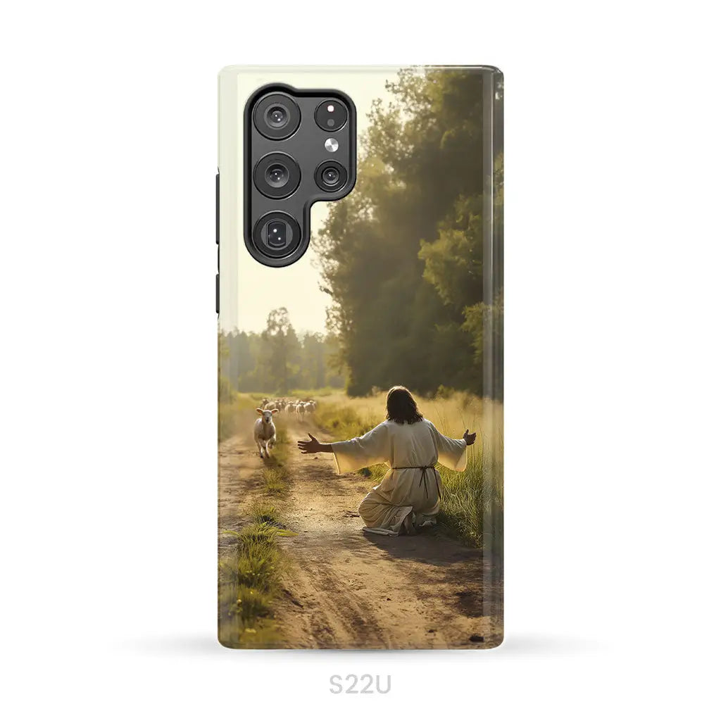 Lamb Runs to Jesus Phone Case Samsung Galaxy S22 Ultra / Tough Case