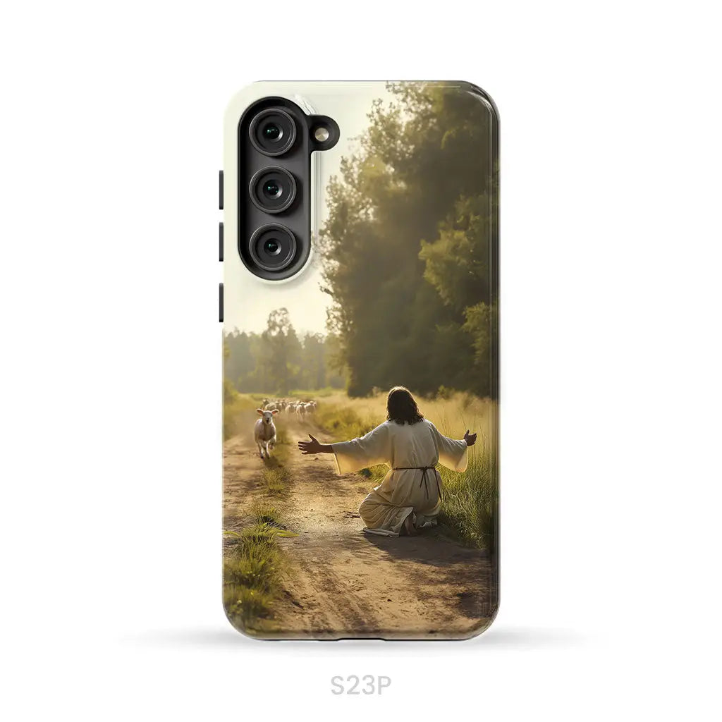 Lamb Runs to Jesus Phone Case Samsung Galaxy S23 Plus / Tough Case