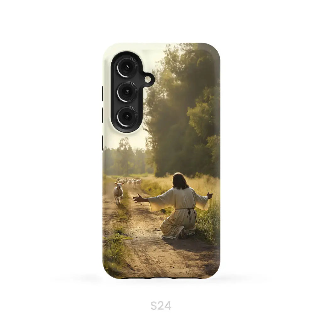 Lamb Runs to Jesus Phone Case Samsung Galaxy S24 / Tough Case